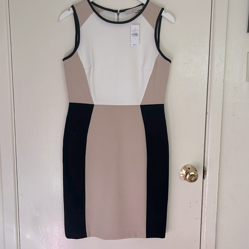 Loft Sz 2, Colorblock Dress in a beautiful neutral color combo 🤍🤎🖤